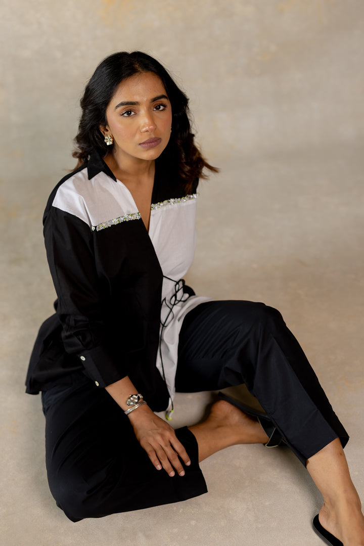 Monochrome co-ord with hand work details