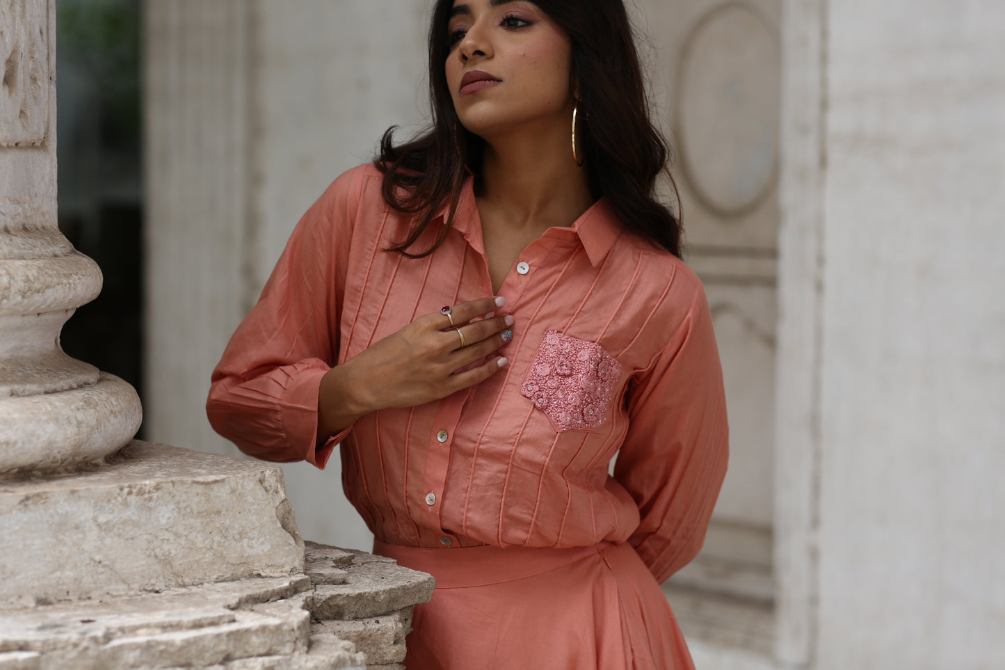 Grace Peach Skirt Set