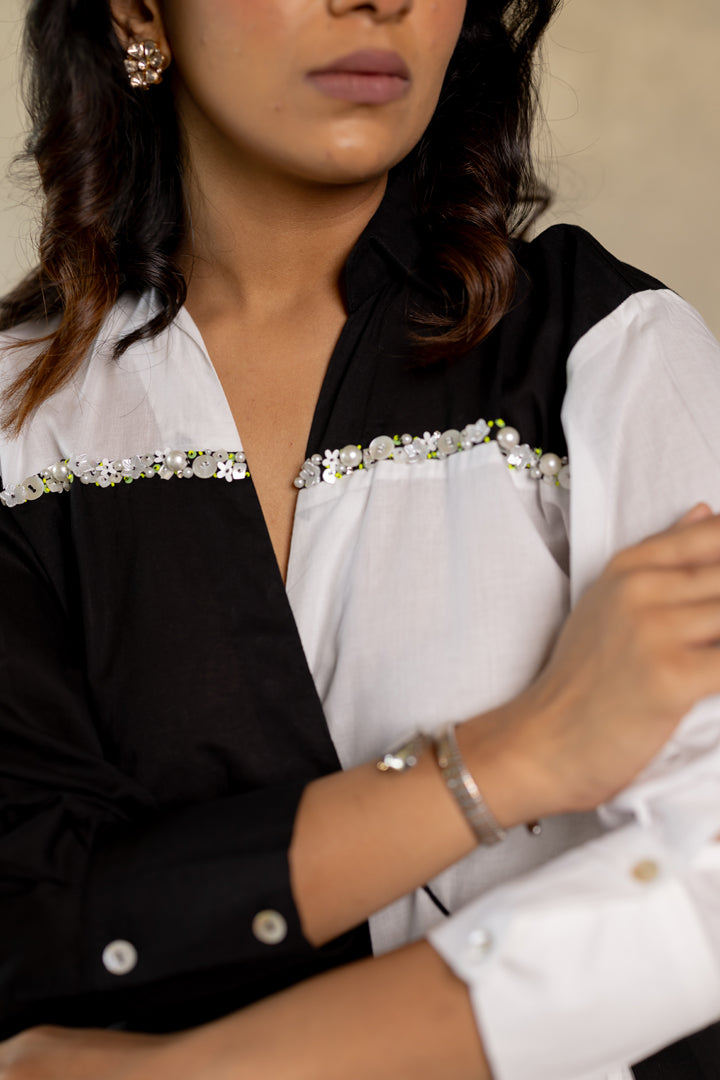 Monochrome co-ord with hand work details