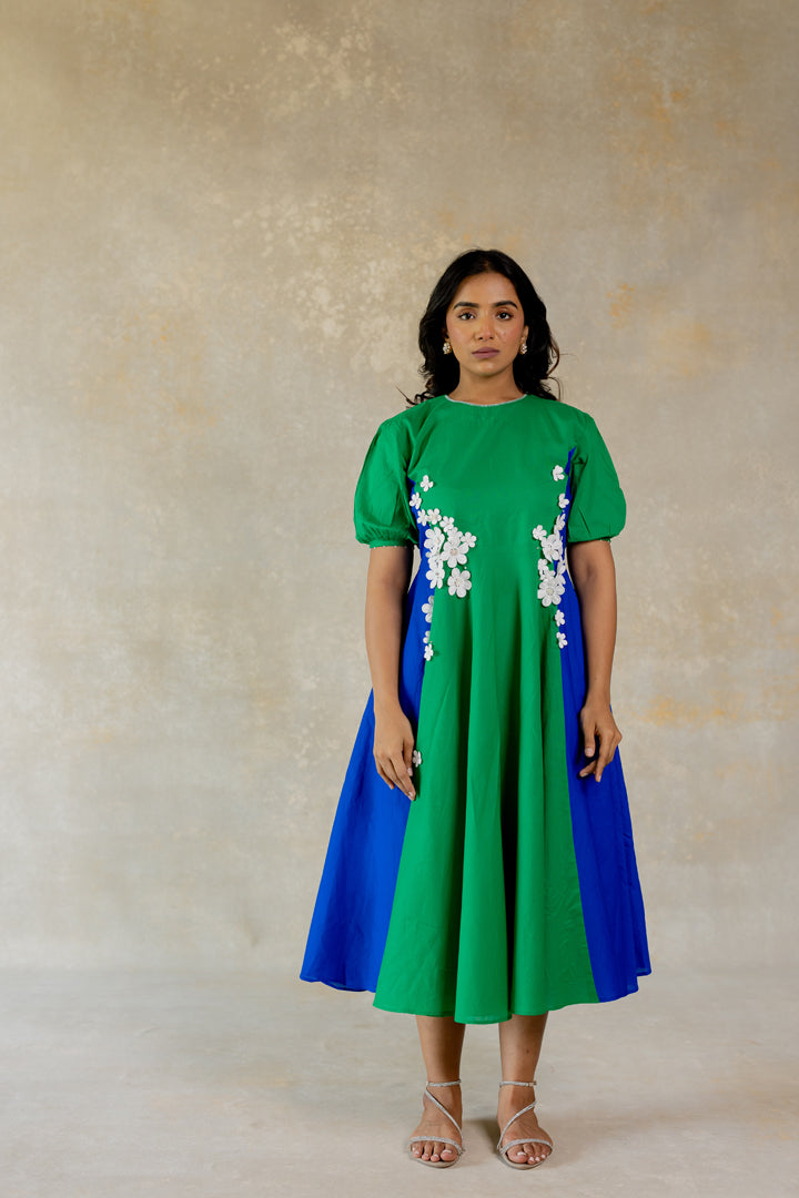 Colour block maxi-dress