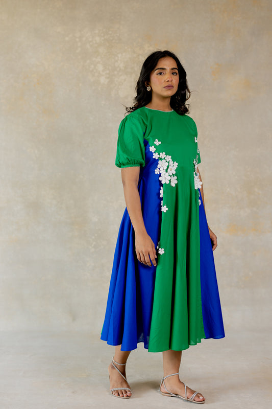 Colour block maxi-dress