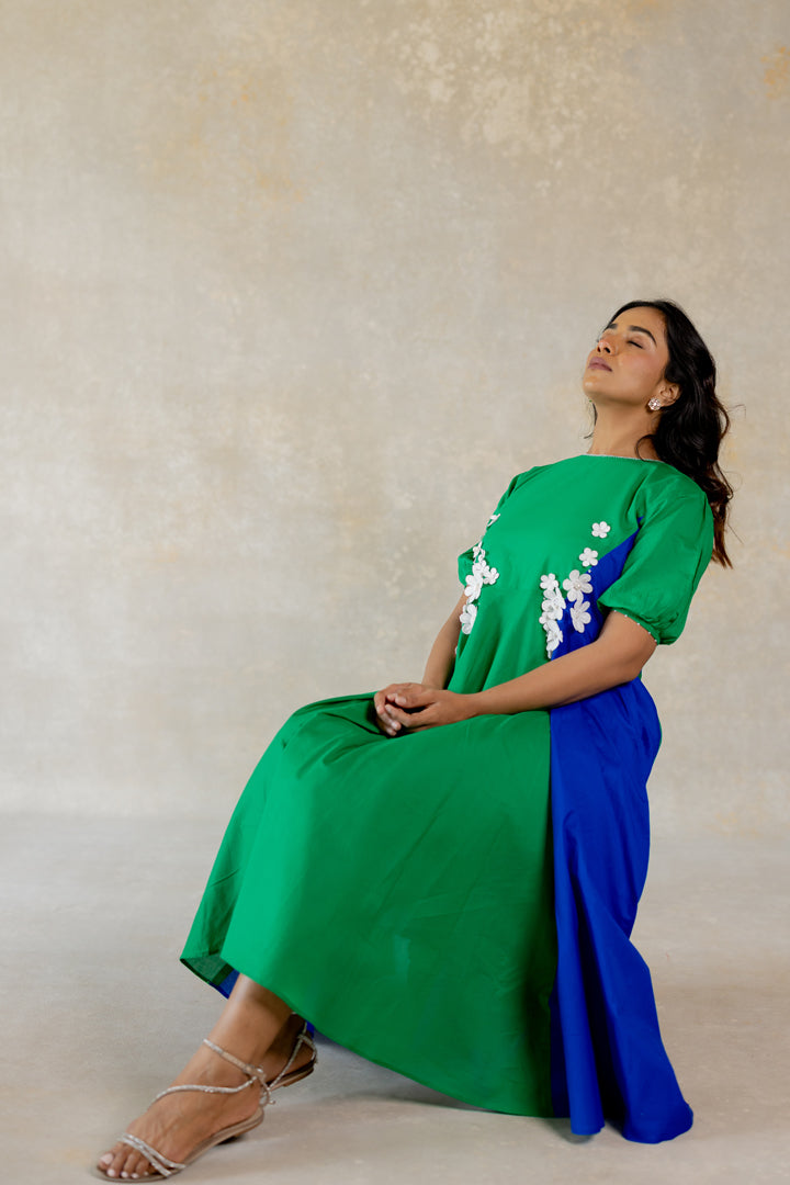Colour block maxi-dress